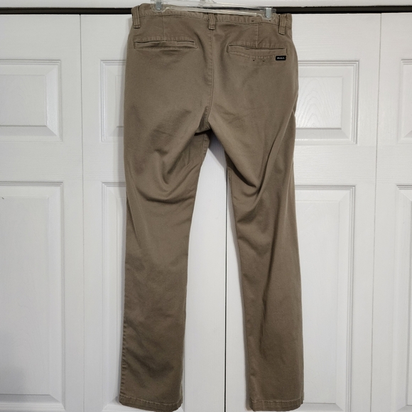 RVCA Weekend Stretch Pants Dark Tan With Pockets Mens size 30 - Picture 2 of 10